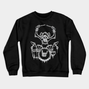 Heavy Metal Headbanger Gift Drummer Sheep Playing Drums Crewneck Sweatshirt